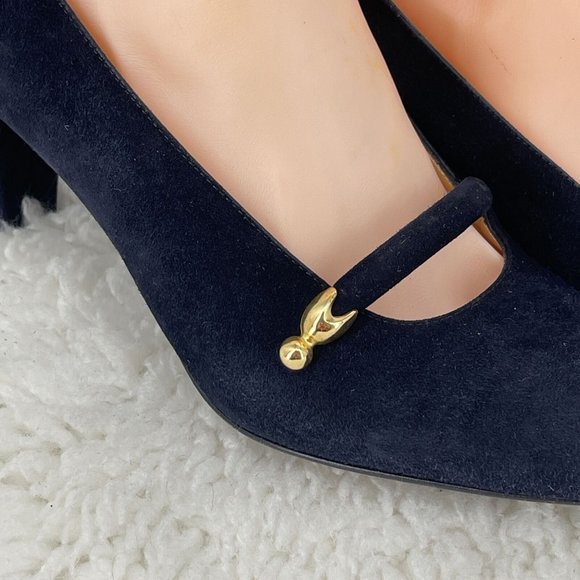 Bruno Magli Womens Italy Black Suede Leather Heels Mary Jane Pumps Shoes Sz 8 AA - Picture 3 of 9